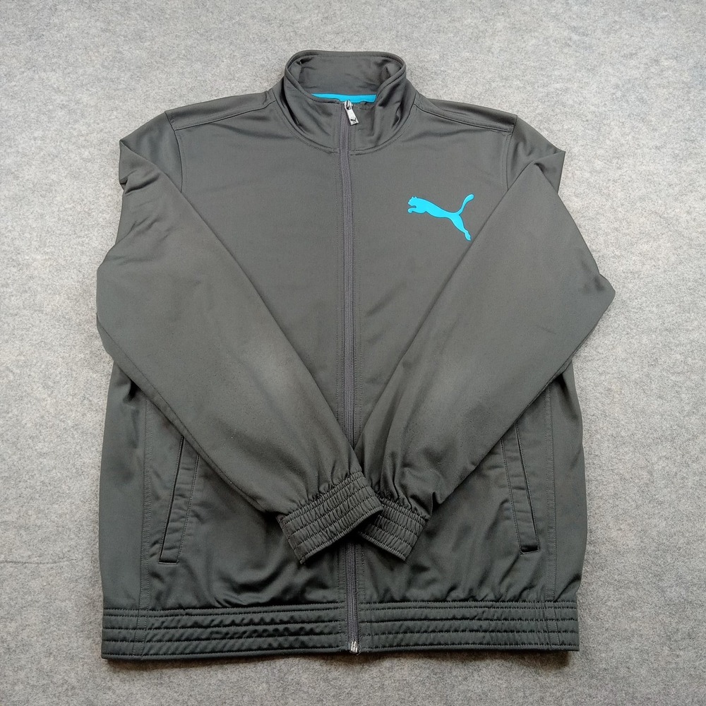 Puma Jacket Mens Large Black Full Zip Track Athletic Logo Polyester 831286